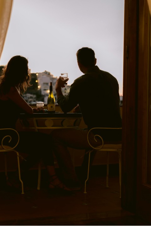 Bridal couple silhouette